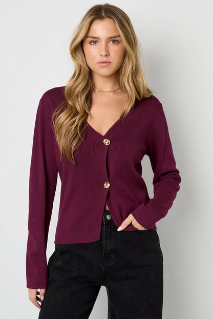 Golden Touch Cardigan - vínrauð